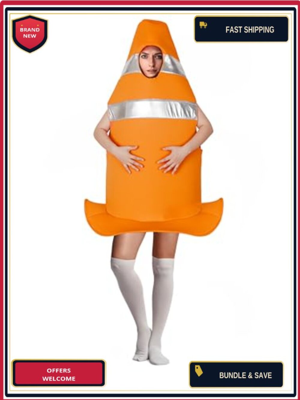 Traffic Cone Costume Polyester One Size Halloween Cosplay